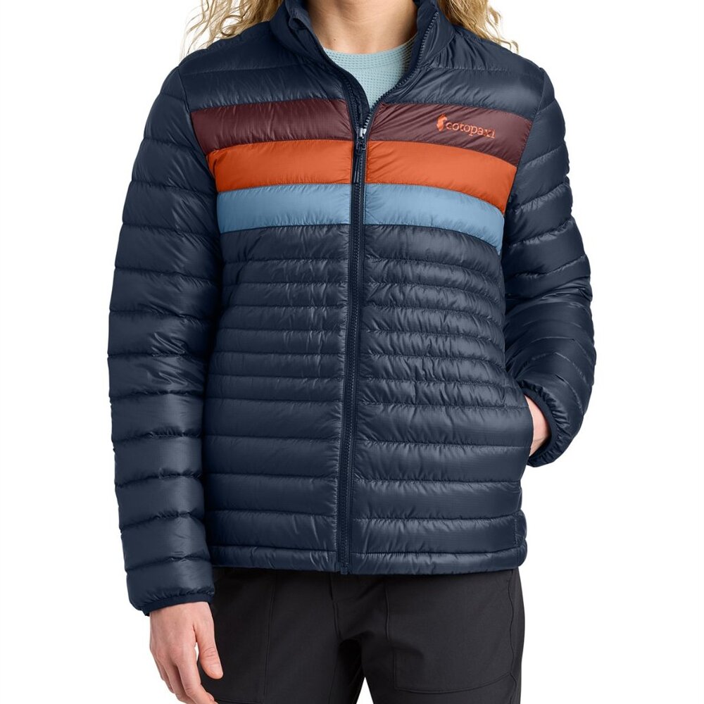 COTOPAXI Women’s Fuego Down jacket. Size: S.  Color:  Navy, Maritime/ Mulberry
